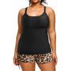 imageHolipick Women Plus Size Tankini Swimsuits Athletic Two Piece Tummy Control Bathing Suits with Drawstring ShortsLeopard