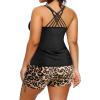 imageHolipick Women Plus Size Tankini Swimsuits Athletic Two Piece Tummy Control Bathing Suits with Drawstring ShortsLeopard