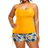 imageHolipick Women Plus Size Tankini Swimsuits Athletic Two Piece Tummy Control Bathing Suits with Drawstring ShortsYellow