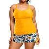 imageHolipick Women Plus Size Tankini Swimsuits Athletic Two Piece Tummy Control Bathing Suits with Drawstring ShortsYellow