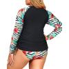 imageHolipick Women Two Piece Plus Size Zipper Long Sleeve Rash Guard UPF 50 Swim Shirt with Bottom Bulid in Bra SwimsuitBlack and Flower