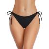 imageHolipick Bikini Bottoms for Women String Bathing Suit Bottom with Moderate Coverage Low Waist Swim BottomRibbed Black