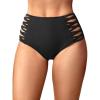 imageHolipick Women High Waisted Bikini Bottoms Tummy Control Swimsuit Bottoms Strappy Swim BottomBlack