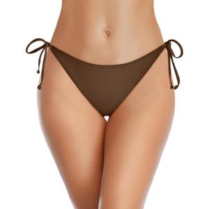 imageHolipick Bikini Bottoms for Women String Bathing Suit Bottom with Moderate Coverage Low Waist Swim BottomBrown