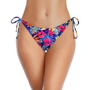 imageHolipick Bikini Bottoms for Women String Bathing Suit Bottom with Moderate Coverage Low Waist Swim BottomFlower