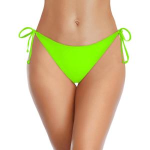 imageHolipick Bikini Bottoms for Women String Bathing Suit Bottom with Moderate Coverage Low Waist Swim BottomNeon Green