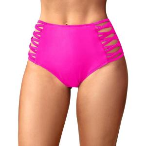 imageHolipick Women High Waisted Bikini Bottoms Tummy Control Swimsuit Bottoms Strappy Swim BottomHot Pink