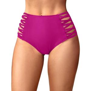 imageHolipick Women High Waisted Bikini Bottoms Tummy Control Swimsuit Bottoms Strappy Swim BottomPurple