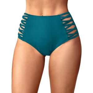 imageHolipick Women High Waisted Bikini Bottoms Tummy Control Swimsuit Bottoms Strappy Swim BottomTeal