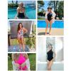 imageHolipick One Shoulder One Piece Swimsuit for Women Tummy Control Bathing Suits Modest Full Coverage Keyhole SwimwearBlack