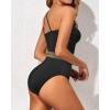 imageHolipick One Shoulder One Piece Swimsuit for Women Tummy Control Bathing Suits Modest Full Coverage Keyhole SwimwearBlack Gold