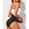 imageHolipick One Shoulder One Piece Swimsuit for Women Tummy Control Bathing Suits Modest Full Coverage Keyhole SwimwearBlack and White