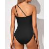 imageHolipick One Shoulder One Piece Swimsuit for Women Tummy Control Bathing Suits Modest Full Coverage Keyhole SwimwearBlack3