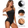 imageHolipick One Shoulder One Piece Swimsuit for Women Tummy Control Bathing Suits Modest Full Coverage Keyhole SwimwearBlack3