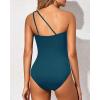 imageHolipick One Shoulder One Piece Swimsuit for Women Tummy Control Bathing Suits Modest Full Coverage Keyhole SwimwearBlue