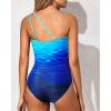 imageHolipick One Shoulder One Piece Swimsuit for Women Tummy Control Bathing Suits Modest Full Coverage Keyhole SwimwearBlue Gradient