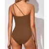 imageHolipick One Shoulder One Piece Swimsuit for Women Tummy Control Bathing Suits Modest Full Coverage Keyhole SwimwearBrown