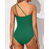 imageHolipick One Shoulder One Piece Swimsuit for Women Tummy Control Bathing Suits Modest Full Coverage Keyhole SwimwearDark Green
