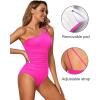 imageHolipick One Shoulder One Piece Swimsuit for Women Tummy Control Bathing Suits Modest Full Coverage Keyhole SwimwearHot Pink