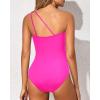 imageHolipick One Shoulder One Piece Swimsuit for Women Tummy Control Bathing Suits Modest Full Coverage Keyhole SwimwearHot Pink