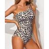 imageHolipick One Shoulder One Piece Swimsuit for Women Tummy Control Bathing Suits Modest Full Coverage Keyhole SwimwearLeopard