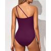 imageHolipick One Shoulder One Piece Swimsuit for Women Tummy Control Bathing Suits Modest Full Coverage Keyhole SwimwearMaroon