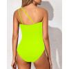 imageHolipick One Shoulder One Piece Swimsuit for Women Tummy Control Bathing Suits Modest Full Coverage Keyhole SwimwearNeon Green