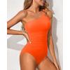 imageHolipick One Shoulder One Piece Swimsuit for Women Tummy Control Bathing Suits Modest Full Coverage Keyhole SwimwearOrange