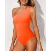 imageHolipick One Shoulder One Piece Swimsuit for Women Tummy Control Bathing Suits Modest Full Coverage Keyhole SwimwearOrange