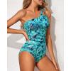 imageHolipick One Shoulder One Piece Swimsuit for Women Tummy Control Bathing Suits Modest Full Coverage Keyhole SwimwearPaisley