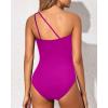 imageHolipick One Shoulder One Piece Swimsuit for Women Tummy Control Bathing Suits Modest Full Coverage Keyhole SwimwearPink