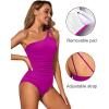 imageHolipick One Shoulder One Piece Swimsuit for Women Tummy Control Bathing Suits Modest Full Coverage Keyhole SwimwearPink