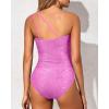 imageHolipick One Shoulder One Piece Swimsuit for Women Tummy Control Bathing Suits Modest Full Coverage Keyhole SwimwearPink Floral