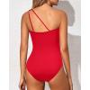 imageHolipick One Shoulder One Piece Swimsuit for Women Tummy Control Bathing Suits Modest Full Coverage Keyhole SwimwearRed