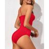 imageHolipick One Shoulder One Piece Swimsuit for Women Tummy Control Bathing Suits Modest Full Coverage Keyhole SwimwearRed