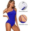 imageHolipick One Shoulder One Piece Swimsuit for Women Tummy Control Bathing Suits Modest Full Coverage Keyhole SwimwearRoyal Blue