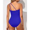 imageHolipick One Shoulder One Piece Swimsuit for Women Tummy Control Bathing Suits Modest Full Coverage Keyhole SwimwearRoyal Blue