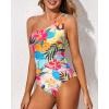 imageHolipick One Shoulder One Piece Swimsuit for Women Tummy Control Bathing Suits Modest Full Coverage Keyhole SwimwearTropical Floral
