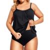 imageHolipick Plus Size Tankini Swimsuit for Women Tummy Control Two Piece Bathing Suit TankiniBlack