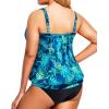 imageHolipick Plus Size Tankini Swimsuit for Women Tummy Control Two Piece Bathing Suit TankiniBlue Leaf