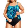 imageHolipick Plus Size Tankini Swimsuit for Women Tummy Control Two Piece Bathing Suit TankiniBlue Leaf