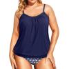 imageHolipick Plus Size Tankini Swimsuit for Women Tummy Control Two Piece Bathing Suit TankiniBlue Star