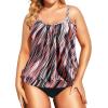 imageHolipick Plus Size Tankini Swimsuit for Women Tummy Control Two Piece Bathing Suit TankiniColorful Striped