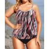 imageHolipick Plus Size Tankini Swimsuit for Women Tummy Control Two Piece Bathing Suit TankiniColorful Striped