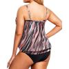 imageHolipick Plus Size Tankini Swimsuit for Women Tummy Control Two Piece Bathing Suit TankiniColorful Striped
