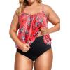 imageHolipick Plus Size Tankini Swimsuit for Women Tummy Control Two Piece Bathing Suit TankiniHot Pink