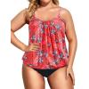 imageHolipick Plus Size Tankini Swimsuit for Women Tummy Control Two Piece Bathing Suit TankiniHot Pink