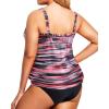 imageHolipick Plus Size Tankini Swimsuit for Women Tummy Control Two Piece Bathing Suit TankiniPink Stripe