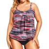 imageHolipick Plus Size Tankini Swimsuit for Women Tummy Control Two Piece Bathing Suit TankiniPink Stripe