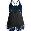 imageHolipick Plus Size Tankini Swimsuits for Women Two Piece Tummy Control Bathing Suit Blouson Tankini Top with ShortsFlamingo